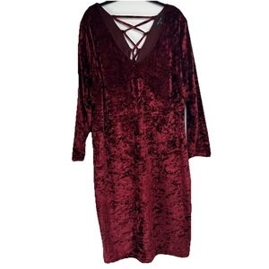 New Look Velvet Dress Plus Size 2X Red Vampire Goth Vamp Lolita Holiday‎